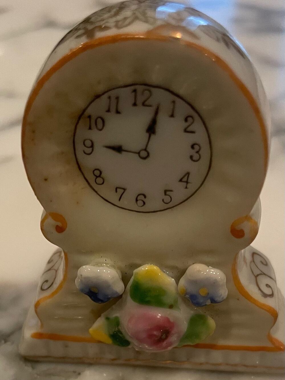 Occupied Japan 1940ish - Porcelain Recreation of Clock, 3-4", A05